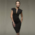 Deep V split solid color pencil skirt - ROUTINE FASHION
